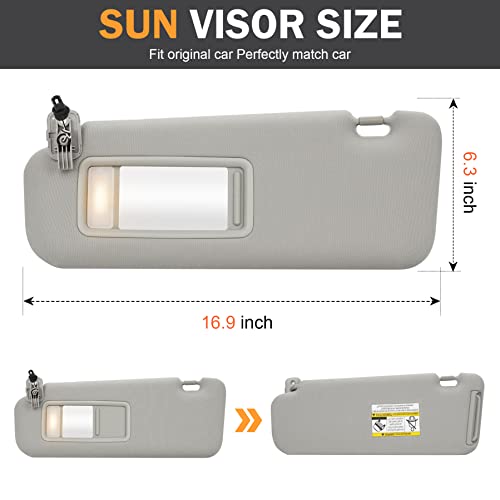 TadaMark Left Driver Side Sun Visor Fit for Mazda CX-9 2010 2011 2012 2013 2014 2015 Gray with Mirror & Light Replace # TDY1-69-320 by TadaMark - Image 4
