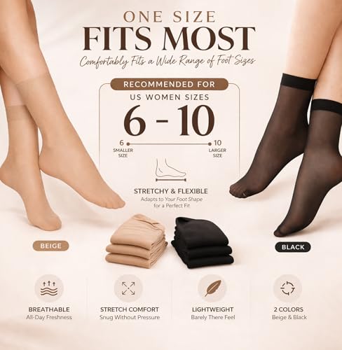 Image of Women's sheer knee high stockings, knee High Socks (Pack of 5 Pairs, Pack of 10 Pairs)