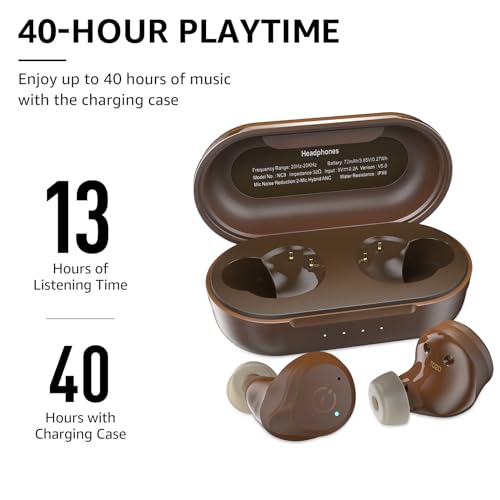 Image of TOZO NC9 Hybrid Active Noise Cancelling Wireless Earbuds, in Ear Headphones IPX6 Waterproof Bluetooth 5.3 Stereo Earphones, Immersive Sound Premium Deep Bass Headset Dark Brown