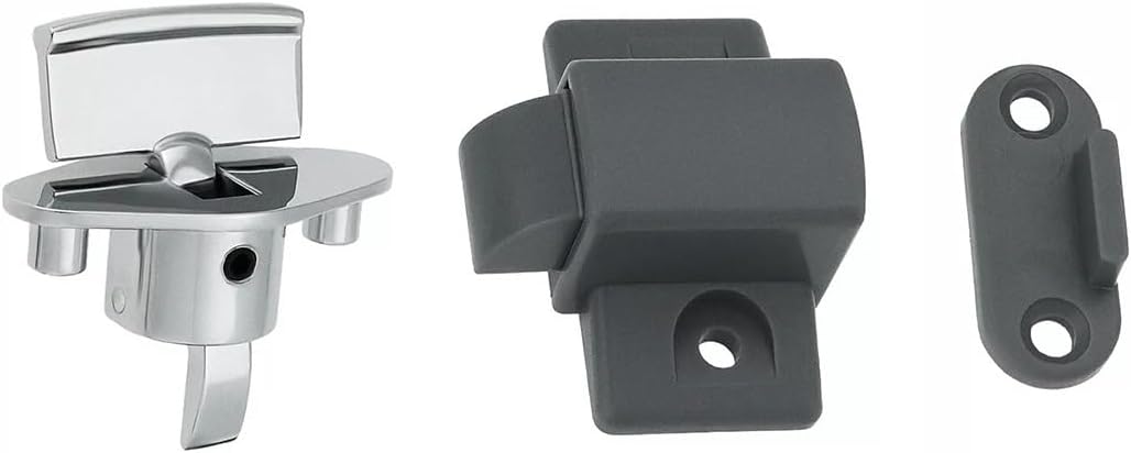 Motorhome Chrome Drawer Locker Door Release Catch Drawer Latch Cabinet Camper Caravan RV Push Lock Button Cabinet Camper Lock(2pcs)