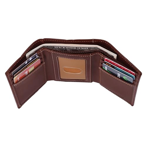 Image of Carhartt Men's Leather Triple Stitch Wallet, Durable Full-Grain Leather Bifold, Trifold & Rodeo Styles, Gifts for Men