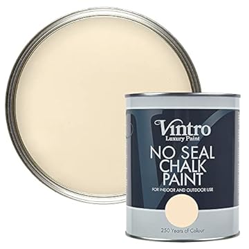 Vintro Paint | No Seal Chalk Paint | Cream | Interior & Exterior Use | Furniture | Walls | Wood | Metal | 1 Litre (Trafalgar Square - Cream)