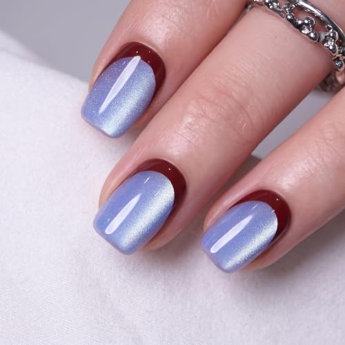 Image of CurvLife Soft Gel Squoval Press-On Nails Short, Reusable Fake Nails with Glue & Adhesive Tabs, 30PCS Salon-Quality Stick-On Nails for At-Home Manicure (Retro Orbit)