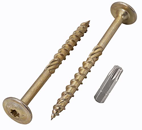 (Pack of 20 pcs) Galvanized Steel 8.0 x 120 mm Yellow Wood Screws, Torx Head, Wafer Head, Timber Screws