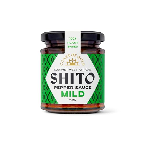 Coast of Gold Shito Mild Pepper Sauce, 190g, Vegan, 100% Plant Based, Bold & Rich Aromatic African Spices, Versatile Marinade, Dip, or Topping, Authentic West African Cuisine (Mild, 1x 190g Jar)