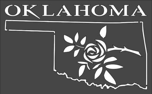 Stencil State Border Contour Oklahoma, Plastic Reusable