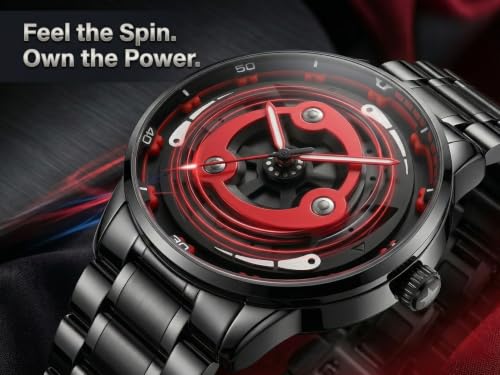 Image of GOLDENIZE FASHION Branded Men's Sport Quartz Watch Arrow Wheel Dial 360 Rotating Casual Fashion Stainless Steel Alloy Mens & Boy's Luxury Metal Gift Creative Watch