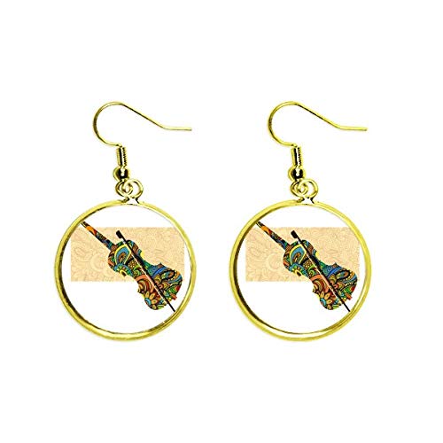 Pendientes de violín rockeros dorados perfectos para festivales de música y conciertos
