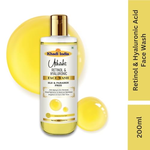 Image of Khadi Retinol & Hyaluronic Face Wash 200ml | Glowing & Hydrating | Supports Skin Renewal & Even Tone | Gentle Exfoliation | SLS & Paraben-Free | Face Wash for Men & Women | All Skin Types