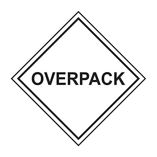 Overpack Labels - Roll of 250 - Self Adhesive Shipping & Hazard Handling Stickers - 100mm x 100mm - for Cartons, Pallets, Packaging & Transport Compliance