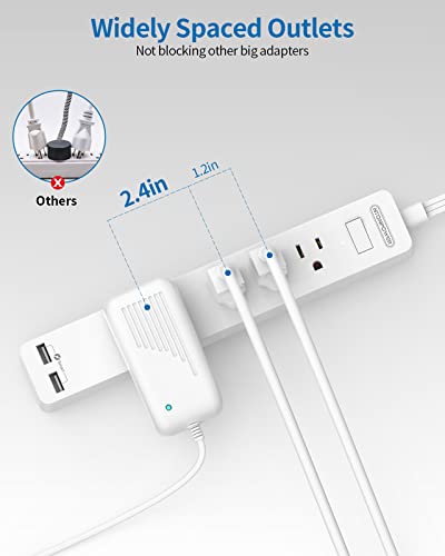 Ntonpower GPC-4A2U-US-WH-BX-4.6M-V1 Flat Extension Cord 15 Ft, Ntonpower Ultra Thin Flat Extension Cord Under Carpet, Rug thumb #3