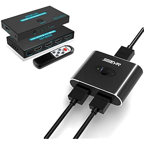 SGEYR HDMI 2.0 Switch 4 Port+HDMI 2.0 Bi-Directional Switch 2 in 1 Out HDMI Splitter 1 in 2 Out (Only one Monitor Will Display at a time) Cover