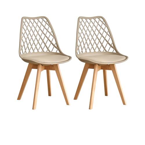 GrandCA HOME Juego de 2 Sillas de Comedor, Modernas Sillas de Cocina con Asientos Tapizados en Cuero y Patas de Haya, Ideales para Cocinas y Comedores - Caqui