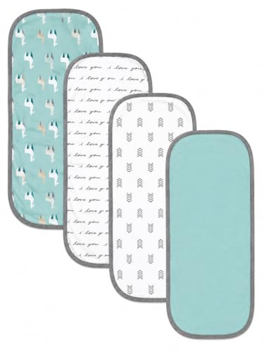 Image of TuddyBuddy Baby Burp Cloth Towel Napkins for Baby Large 17x12 Inches, Fine Double Layer 100% Cotton (4 Pcs Burp Towels, Egyptian Horse)