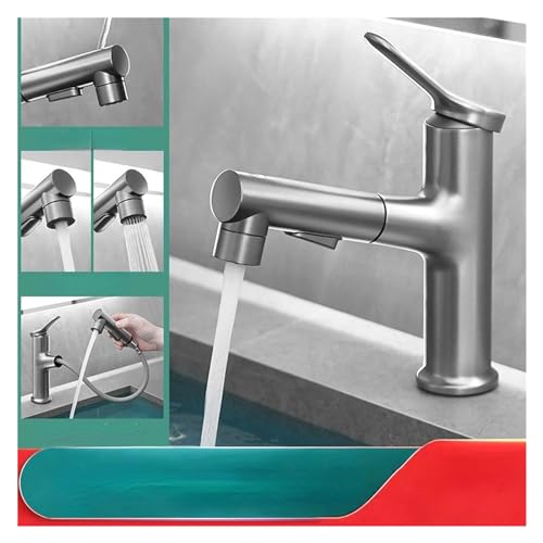 Grifo de agua mezcladora fría y caliente tipo tirador cromado para lavabo de baño e inodoro