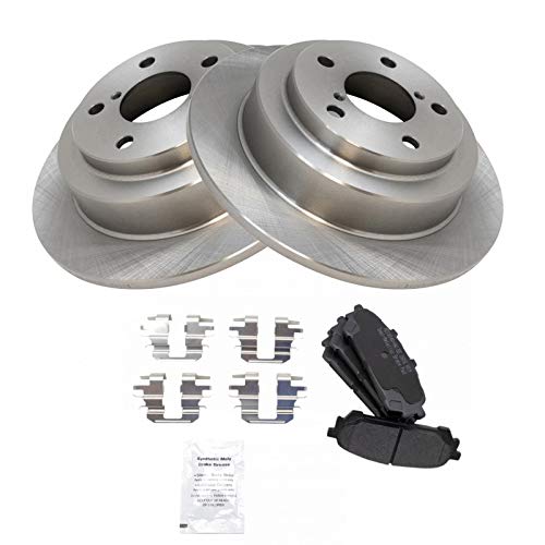 Image of TRQ Rear Brake Pad and Rotor Set Semi Metallic Solid Rotors | For 2005-2006 Saab 9-2X 2004-2008 Subaru Forester 2004-2007 Impreza
