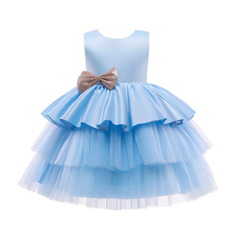 Mädchen Kleid mit Tüll Rüschen und Funkelnder Dreamas Schleife - Ideal für Feste, Hochzeiten und Partys