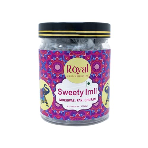 Royal Sweet Imli Candy - Pack of 1 x 250g Jar | Mouth Freshener & Digestive Treat | Khatti Meethi Tamarind Candy with Cumin, Clove & Iodized Salt | After-Meal Mukhwas
