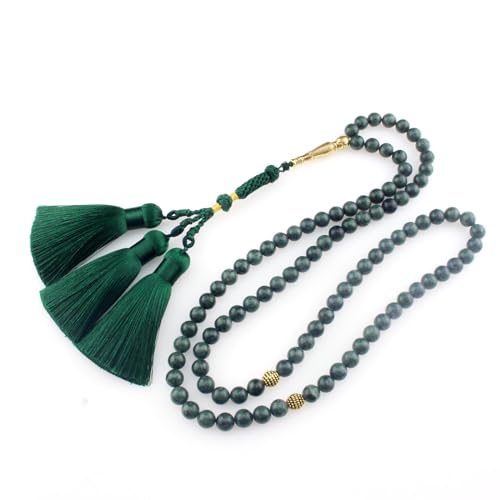 Tasbih en jade vert de 99 perles pour la prière musulmane