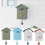 Cuckoo Horloge Pendulum Cuckoo Son Horloge Murale Quartz Non Ticking Calme Horloge Mural Style Minimal Cocu Voix d'oiseaux appeler Chimes Chaque heure avec Bird House pour l'art mural Maison Salon Cuisine