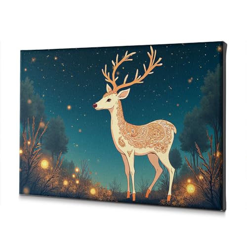 Toile cerf forêt mystique décoration murale salon tableau 20x30