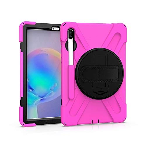 Sansee Funda para Samsung Galaxy Tab S6 10.5 Pulgadas SM-T860 T865 2019 Tablet, antigolpes de Silicona y PC Funda Trasera Protectora automática de Dormir/Despertar con Correa de Mano, Unisex, Rosa