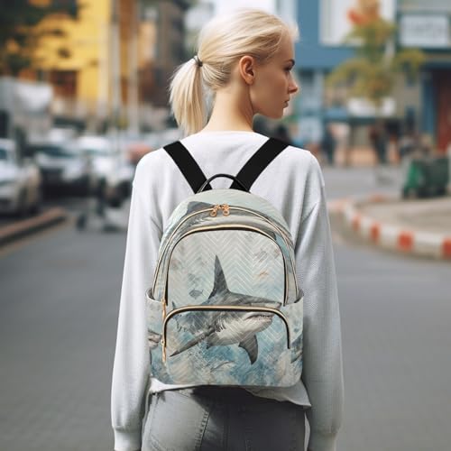 Image of ALAZA Shark Flying Women Backpack Purse Ladies Fashion Shoulder Bag Daypack Travel Bag 7.5L