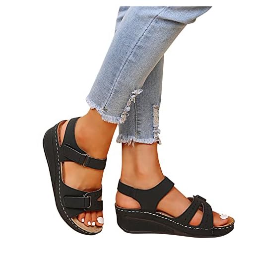 2025 Sandales Orthopédique Femmes été Sandales De Marche Femme Confortable Orthopédique Confortables Plateforme Chaussures Antidérapantes Respirantes Bohême Bout Ouvert Sandale avec Talon Bloc