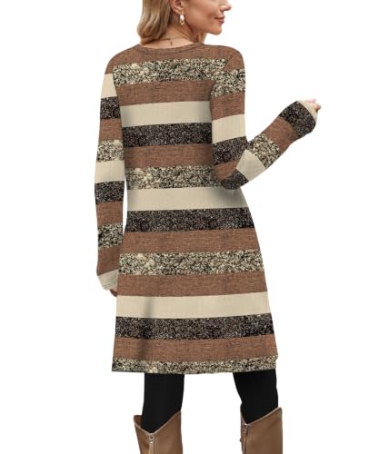 Image of OFEEFAN Fall Dresses for Women 2026 Crew Neck Long Sleeve Dress with Pockets