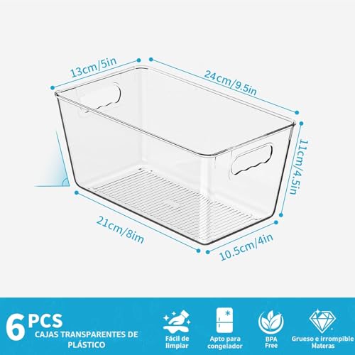 Miniatura 4 de Hpylif H Organizador De Nevera Transparente - Juego De 6, Organizador De Despensa, Cajas De Almacenaje De Refrigerador Para La Cocina, Despensa, Armarios, Encimeras - Sin Bpa 24 X 13 X 11.5 Cm