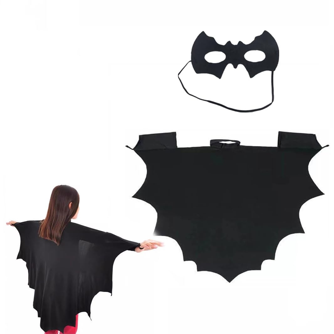 AWOCAN Bat Wing Halloween Costume Vampirina Cape Dress-Up Adults Black Halloween Bat With Wings (black) - Image 2
