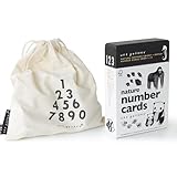Wee Gallery Bamboo Numbers and Nature Number Cards Set - Educational Learning Toys for Baby, Toddler, Preschool Kids - Wooden Numbers and Animal Contrast Flashcards to Stimulate Early Development