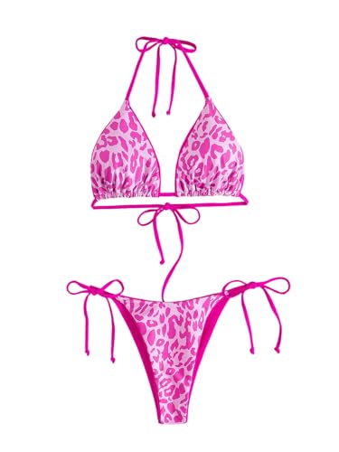 Bikini léopard rose imprimé triangle pour briller sous le soleil des vacances d'été
