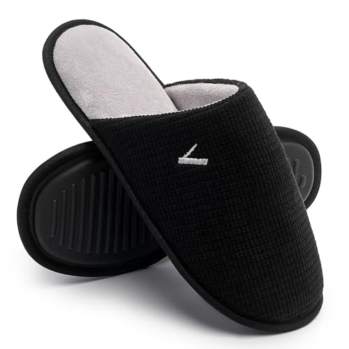 Image of Mens Scuff Slippers Micro Suede Memory Foam Slide Clogs Slip on Indoor Outdoor House Shoes