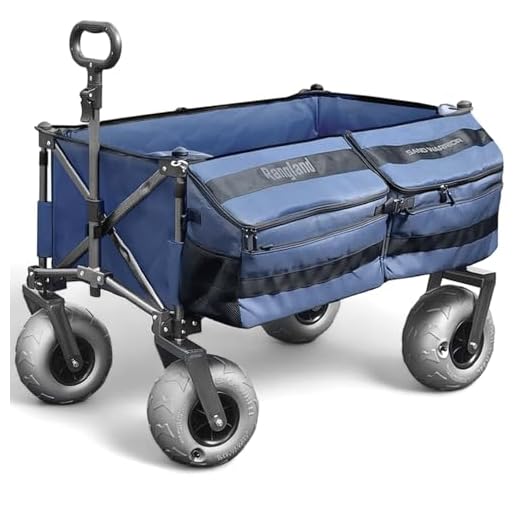 Rangland Ultimate Beach Wagon with Big Wheels for Sand and Removable Cooler, Foldable All-Terrain Heavy Duty Folding Cart with Balloon Air Tires, Large Dual-Compartment Outboard Carrier (34L)