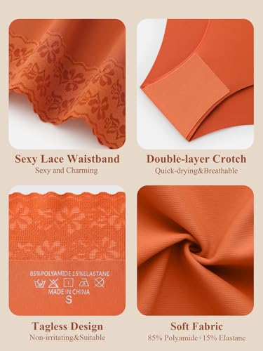 Womens Underwear Seamless Sexy Lace Ladies Panties No Show Cheeky Hipster Bikini Briefs 6 Pack4