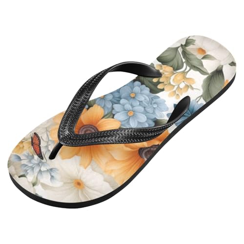 Mens Flip Flops Butterfly Flower SpringSandal Flip Flops for Women Summer Beach Slipper 214B2534