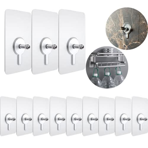 12 Ganchos Autoadhesivos Ultrafuertes, Parches Adhesivos para Colgar Cuadros sin Clavos, Pack Adhesivos cuelga fácil, Ganchos de Pared para Baño o Cocina (12 mm) Cover