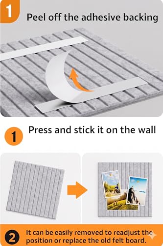 Image of KRENZ Self Adhesive Bulletin Notice Board (30 X 30 Cm) with Drawing Pins List Board for Wall Vision Board for Manifestation Wall Boards Message Board for Office School Collage (2, Grey Line)