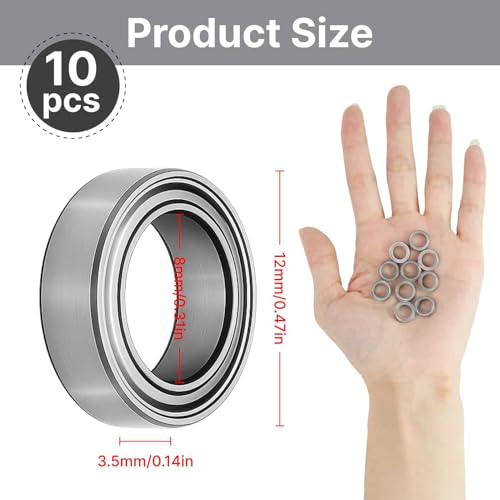 10 Stück doppelt geschützte MR128-2RS Kugellager 8 mm x 12 mm x 3,5 mm – Hochgeschwindigkeits & Leise Kugellager für DIY, Drehbänke, Motoren, 3D-Drucker, Fräsmaschinen und andere mechanische Geräte