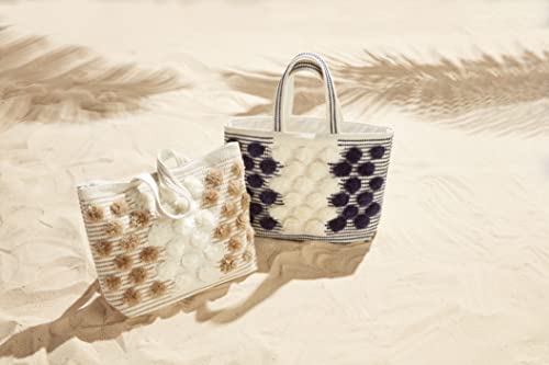 Mud Pie Women's Handloom Pom Tote, Cream #TOP1