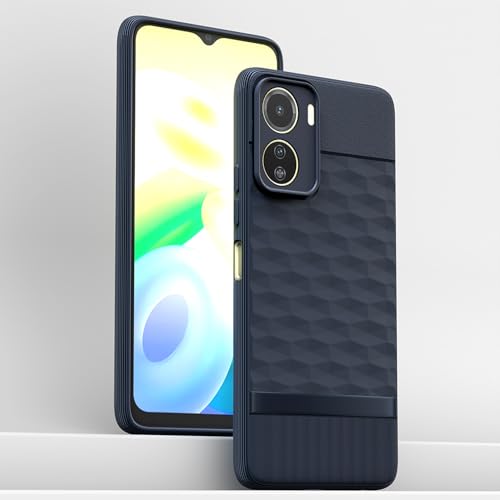 Image of Pikkme Back Cover for Vivo Y16 Camera Protection 3D Hexa Cube Design Silicone Protective Bumper Case (Blue)