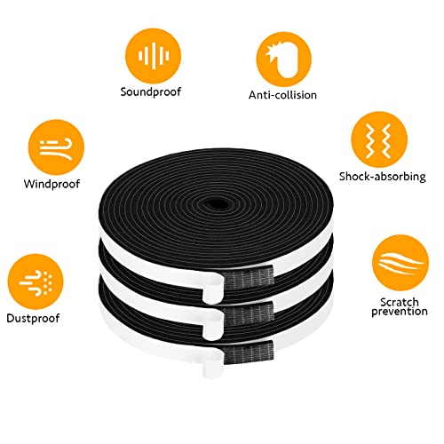 Trisiki Upgraded Strong Adhesive Foam Insulation Tape, Soundproofing Window Door Seal Strip, High Density Ac Seal Strip Cooling, Noiseproof Door Weather Stripping Anti-Bug(1/2 In X 1/8 In X 50Ft) #TOP2