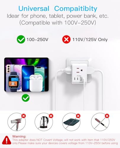 Image of 2 Pack Australia New Zealand Power Plug Adapter, Australia Travel Adapter | Type I Plug Adapter with 3 American Outlets 4 USB Charging Ports (2 USB C) for US to Australia, Argentina, China, New Zealand