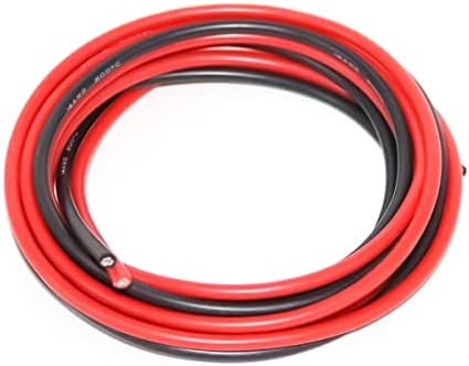 FLY RC 10 Gauge Electrical Cable 10 AWG Silicone Wire 2 Meter [1 m Black and 1 m Red] Flexible of Tinned Copper Wire Hook Up Wire Cable for DIY RC Aircraft Auto Battery Clamp Cable