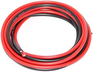 FLY RC 10 Gauge Electrical Cable 10 AWG Silicone Wire 2 Meter [1 m Black and 1 m Red] Flexible of Tinned Copper Wire Hook Up Wire Cable for DIY RC Aircraft Auto Battery Clamp Cable