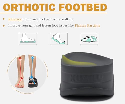 Image of KuaiLu Mens Casual Sandals with Comfortable Orthopedic Arch Support Summer Beach Walking Shoes Cushion Slides Slip on Indoor Outdoor
