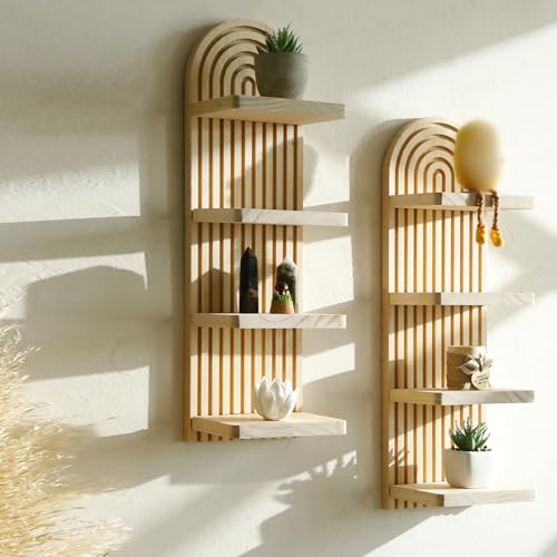 Étagère murale en bois à 4 niveaux pour désencombrer le sol de sa chambre