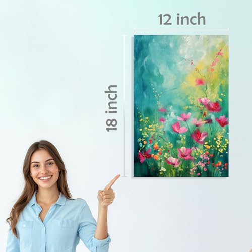 Image of Vibrant Floral Oil Painting Art Print Set - Sticker - 12x18 Inch - Pack of 6 Wall Room Decoration art Poster Prints