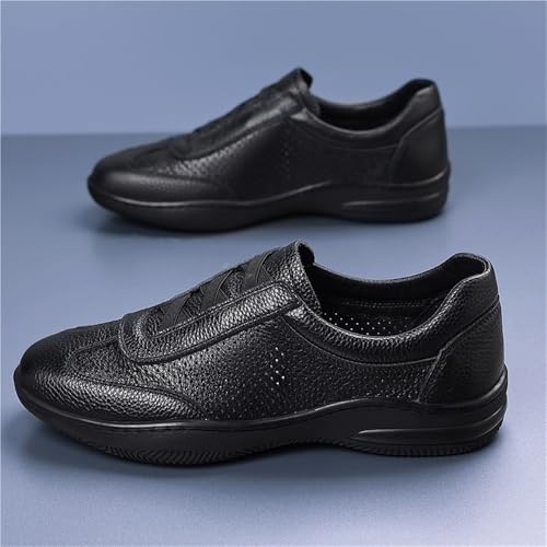 Men's Top Grain Leather Summer Breathable Slip On Genuine Leather Hollow Out Casual Sandals Men's Shoes3